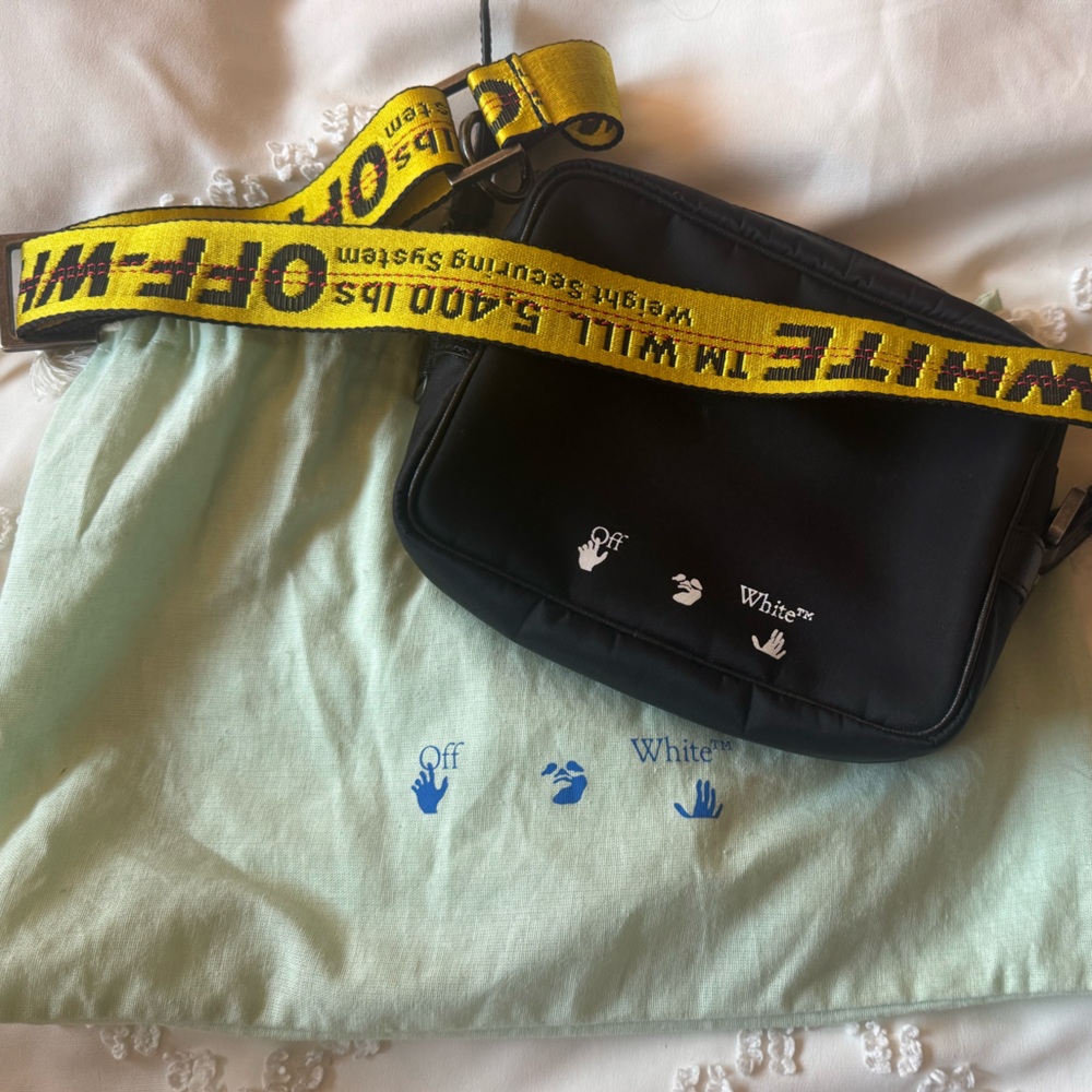 Off-White Black Bag with Yellow Strap